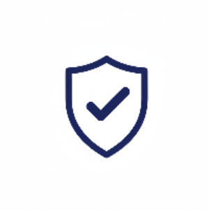 A black shield icon with a checkmark inside on a plain white background.