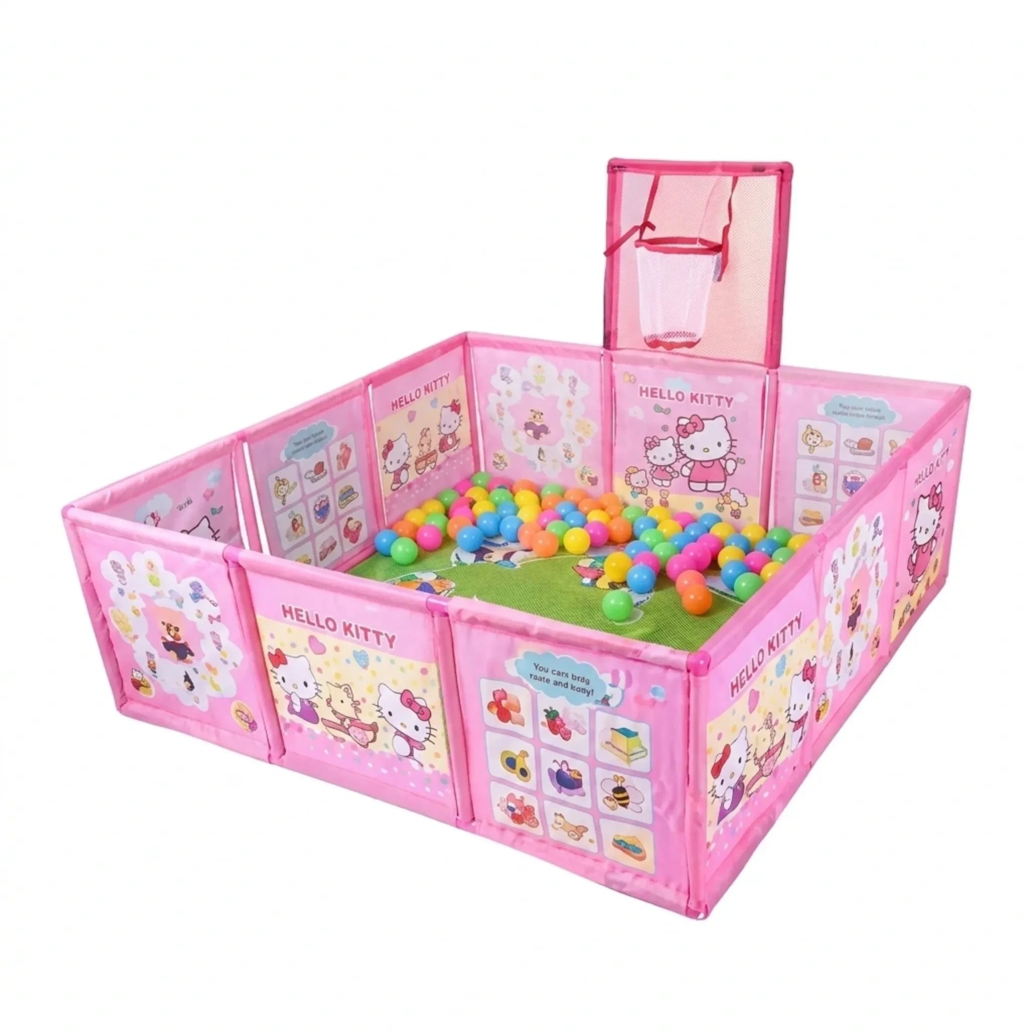 Hello Kitty Foldable Ball Pit with Basketball Hoop