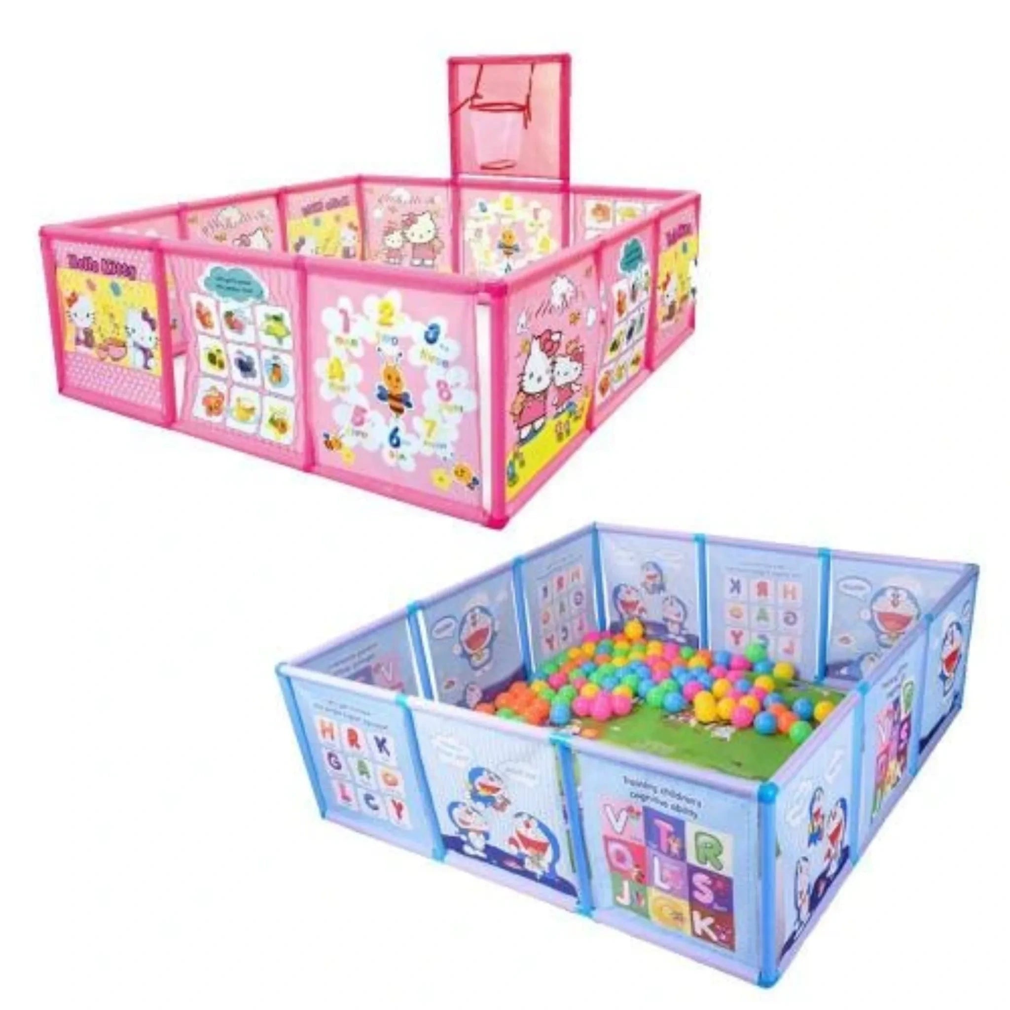 Hello Kitty Foldable Ball Pit with Basketball Hoop