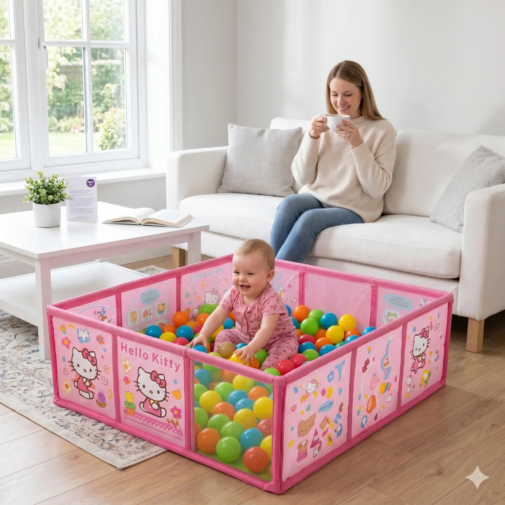 Hello Kitty Foldable Ball Pit with Basketball Hoop