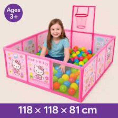 Hello Kitty Foldable Ball Pit with Basketball Hoop