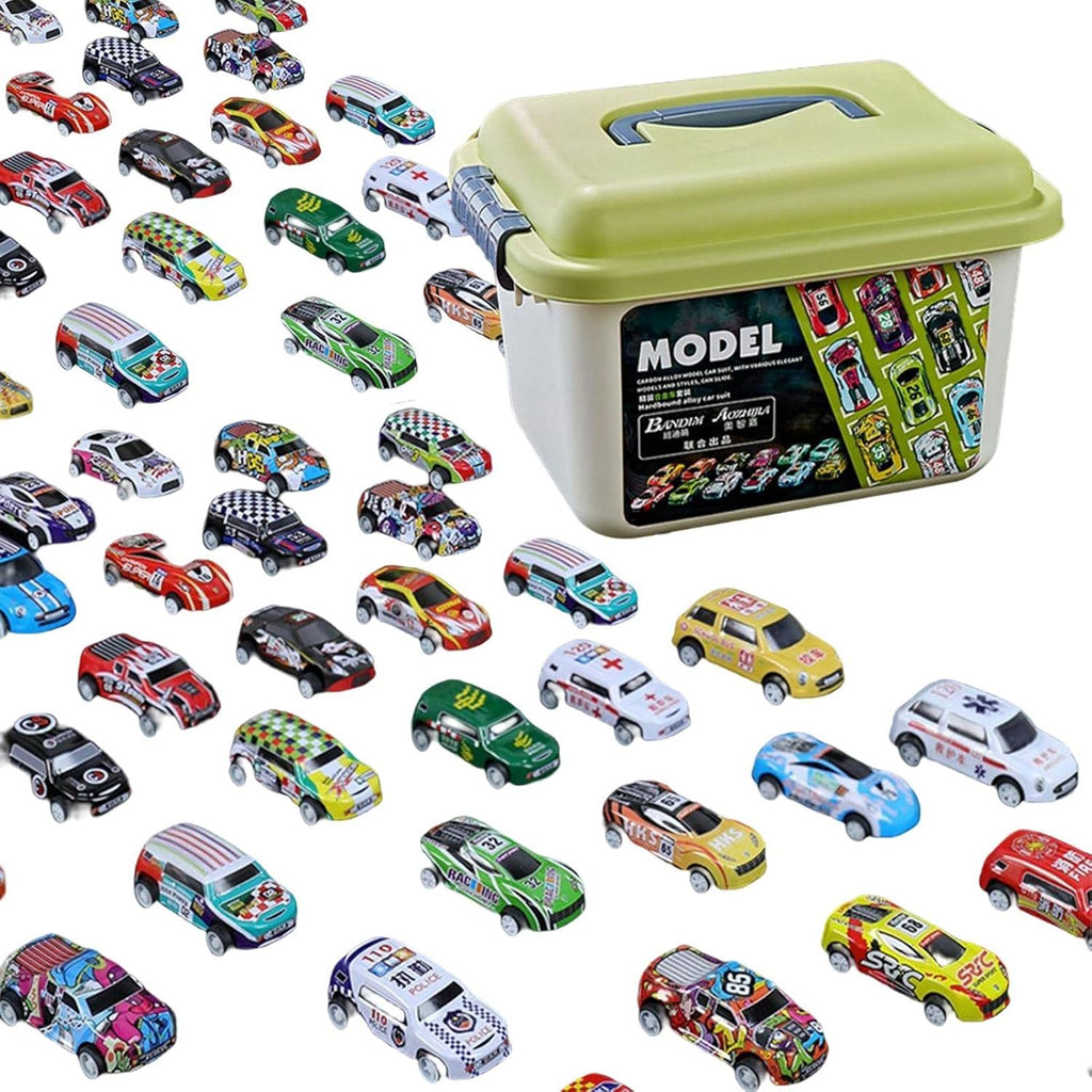 Mini Pull-Back Cars Set with Storage Box - 50 Pc