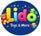 Lido Toys & More logo with colorful text and toys on a blue background