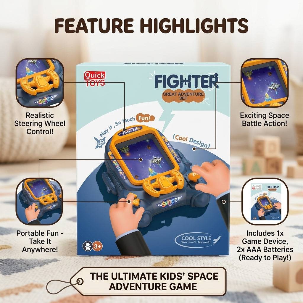 Fighter Adventure Space Game Console - with Steering Wheel