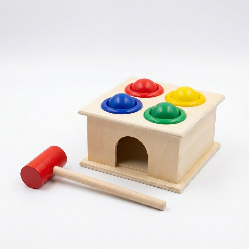 Montessori Wooden Ball Hammer & Pounding House Toy