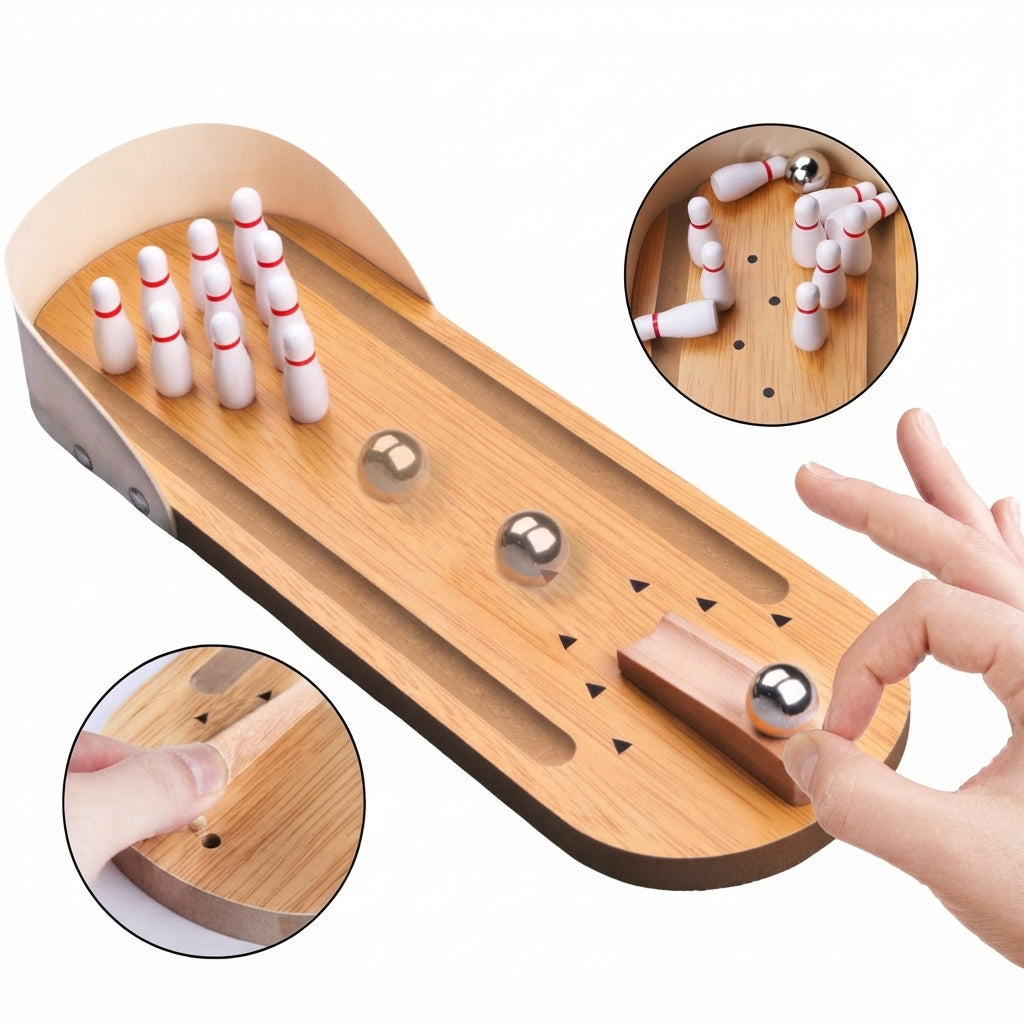 Wooden Mini Tabletop Bowling